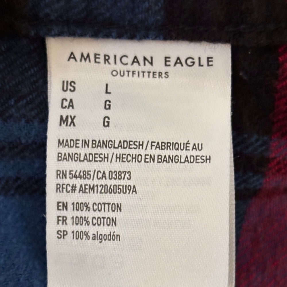 Red and Blue Plaid Flannel Shirt Sz L Grunge  SKU 23 - Picture 3 of 7